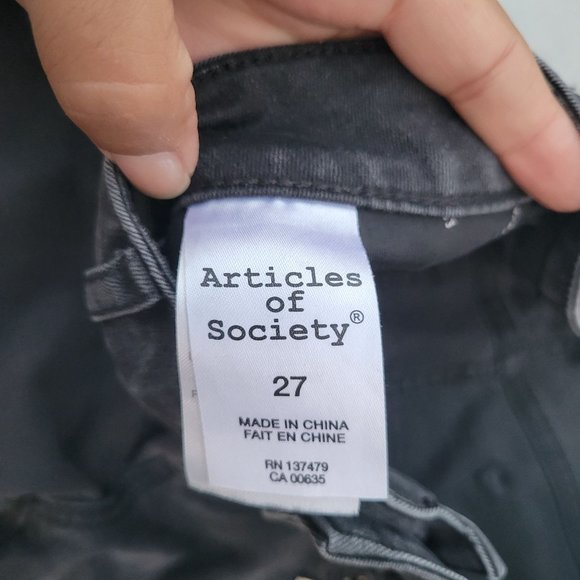 Articles of Society Motto Ebony Skinny Black Denim Jeans Mya 4 Zip Womans 27 - Picture 4 of 8